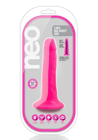 Blush Neo Neon Pink 6 Inch Dual Density Cock