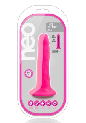 Blush Neo Neon Pink 6 Inch Dual Density Cock