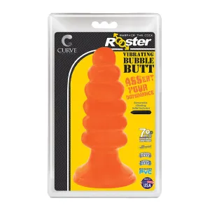 Curve Toys Rooster Vibrating Bubble Butt Ribbed Anal Plug Orange
