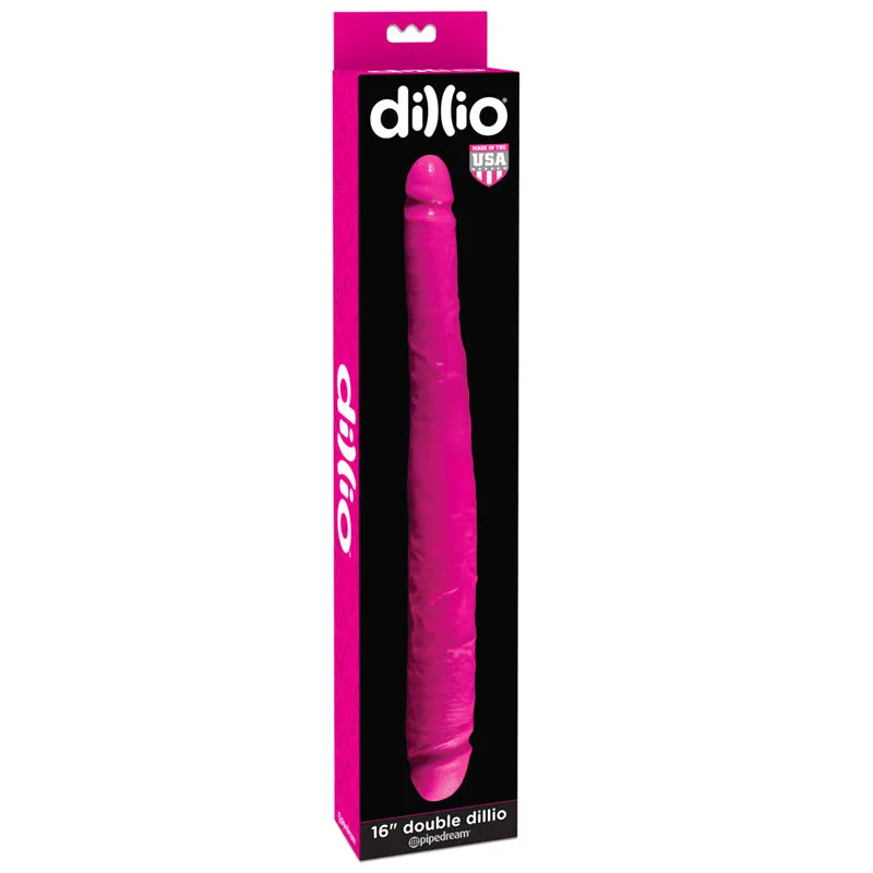 Dillio 16 in. Double Dong Realistic Dual-Ended Dildo Pink
