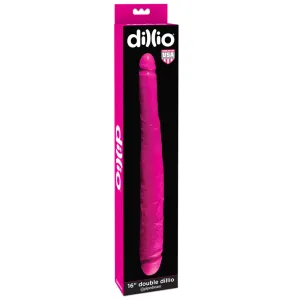 Dillio 16 in. Double Dong Realistic Dual-Ended Dildo Pink