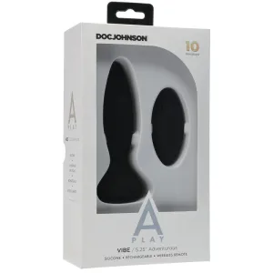 Doc Johnson A-Play Adventurous Vibrating Silicone Black Anal Plug with Remote