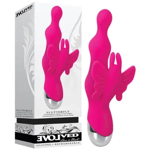 Evolved Flutterfly Rechargeable G Spot Rabbit Vibrator Pink Sex Toy