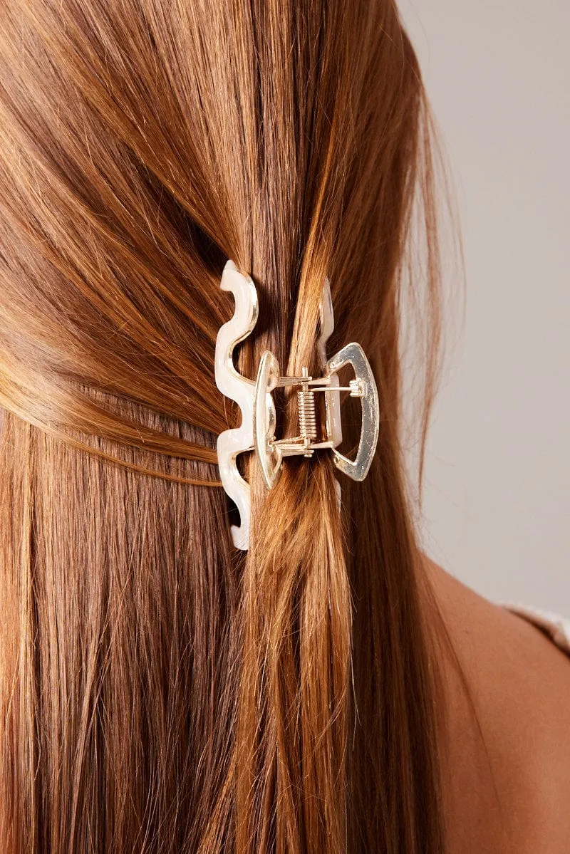Gold Waved Hair Claw Clip