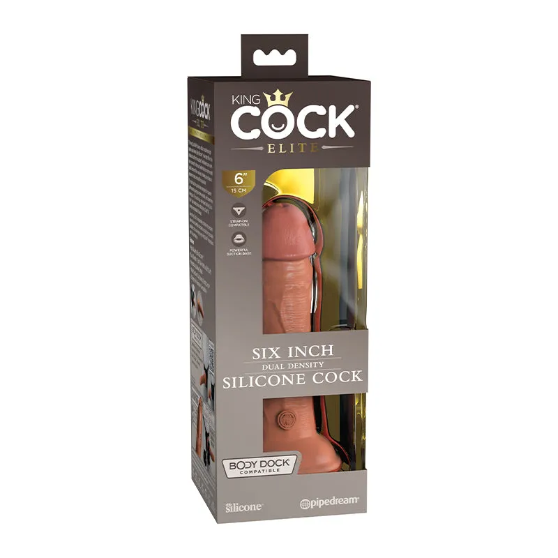 King Cock Elite 6 in. Dual Density Silicone Cock Realistic Dildo With Suction Cup Tan