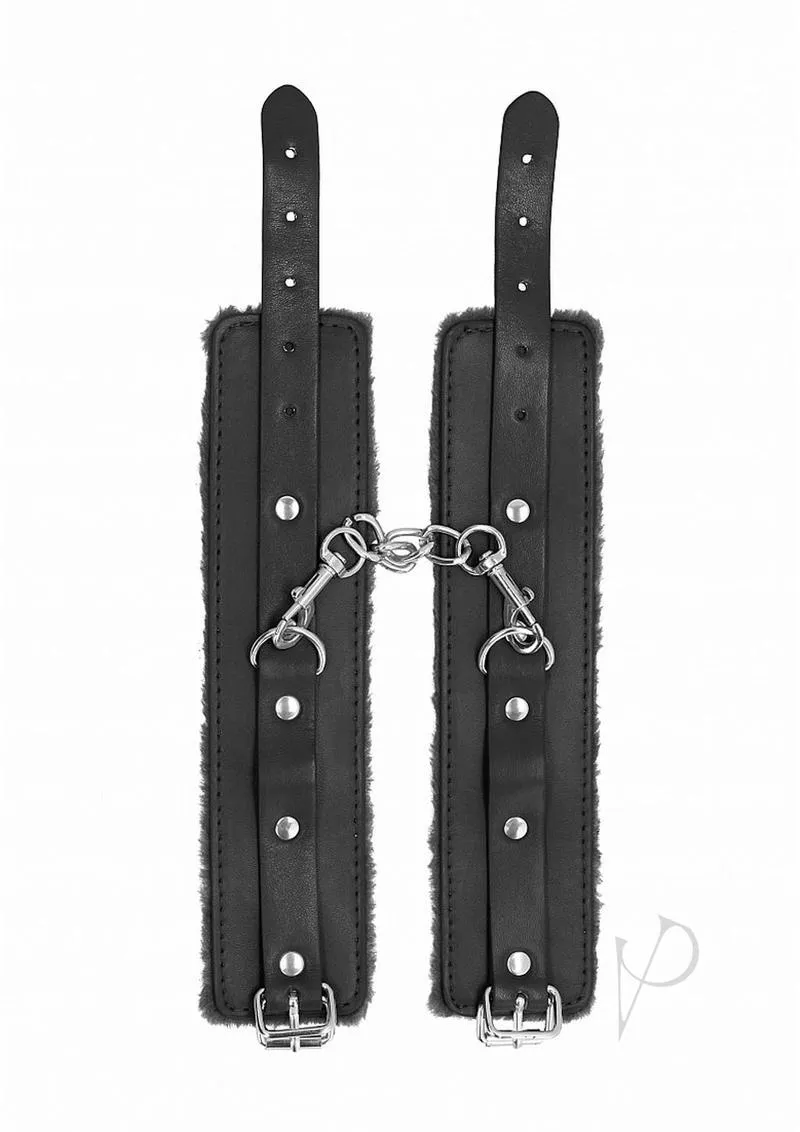 Ouch Plush Leather Wrist Cuff Black