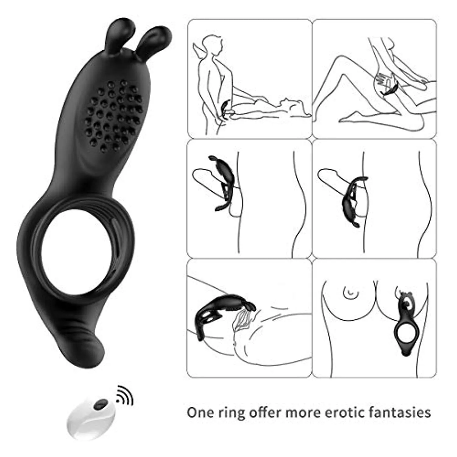 Penis Ring Rabbit Vibrator With Rabbit Ears Hand Held Massager