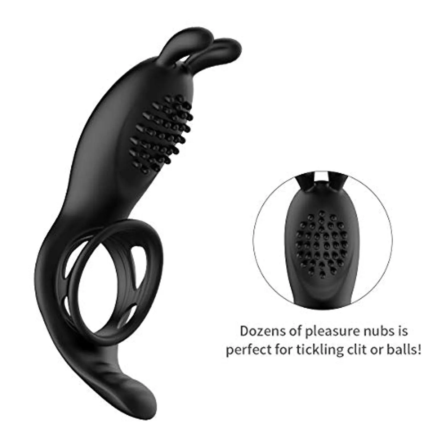 Penis Ring Rabbit Vibrator With Rabbit Ears Hand Held Massager