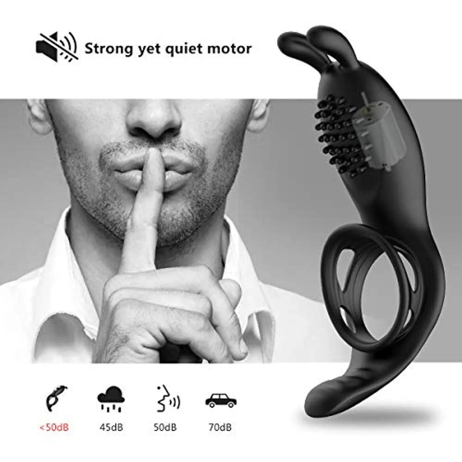 Penis Ring Rabbit Vibrator With Rabbit Ears Hand Held Massager