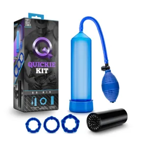 Quickie Kit Go Big Pump. Stroker & 3-Piece Cockring Set Blue