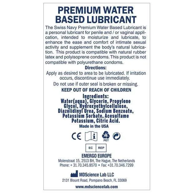 Swiss Navy -  Water Based Premium Lubricant