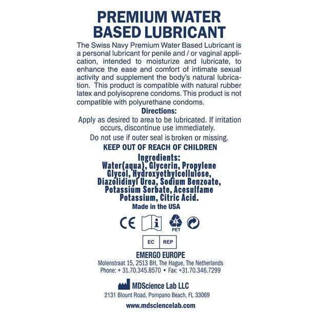 Swiss Navy -  Water Based Premium Lubricant