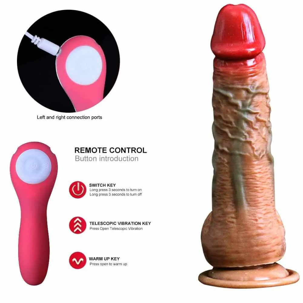 Telescopic Dildo Heating Vibrating Automatic Remote Dildo